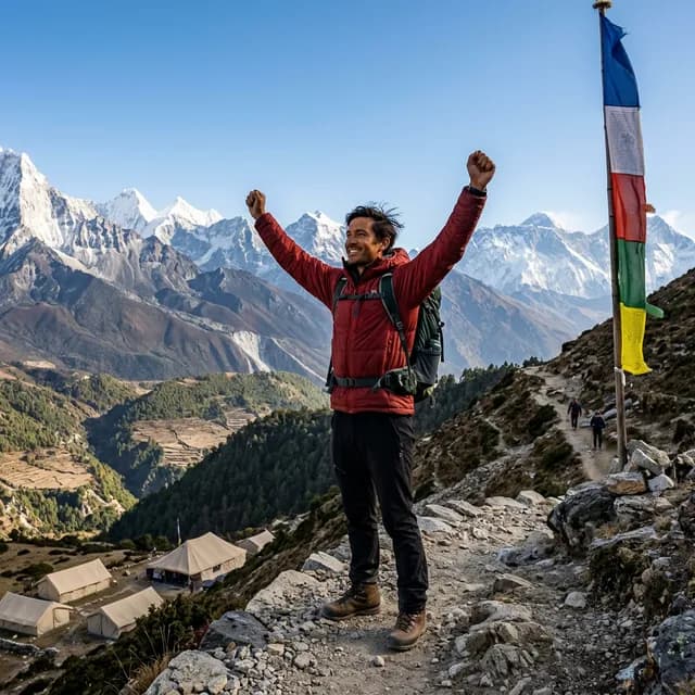 Hiker on Mountain Pass