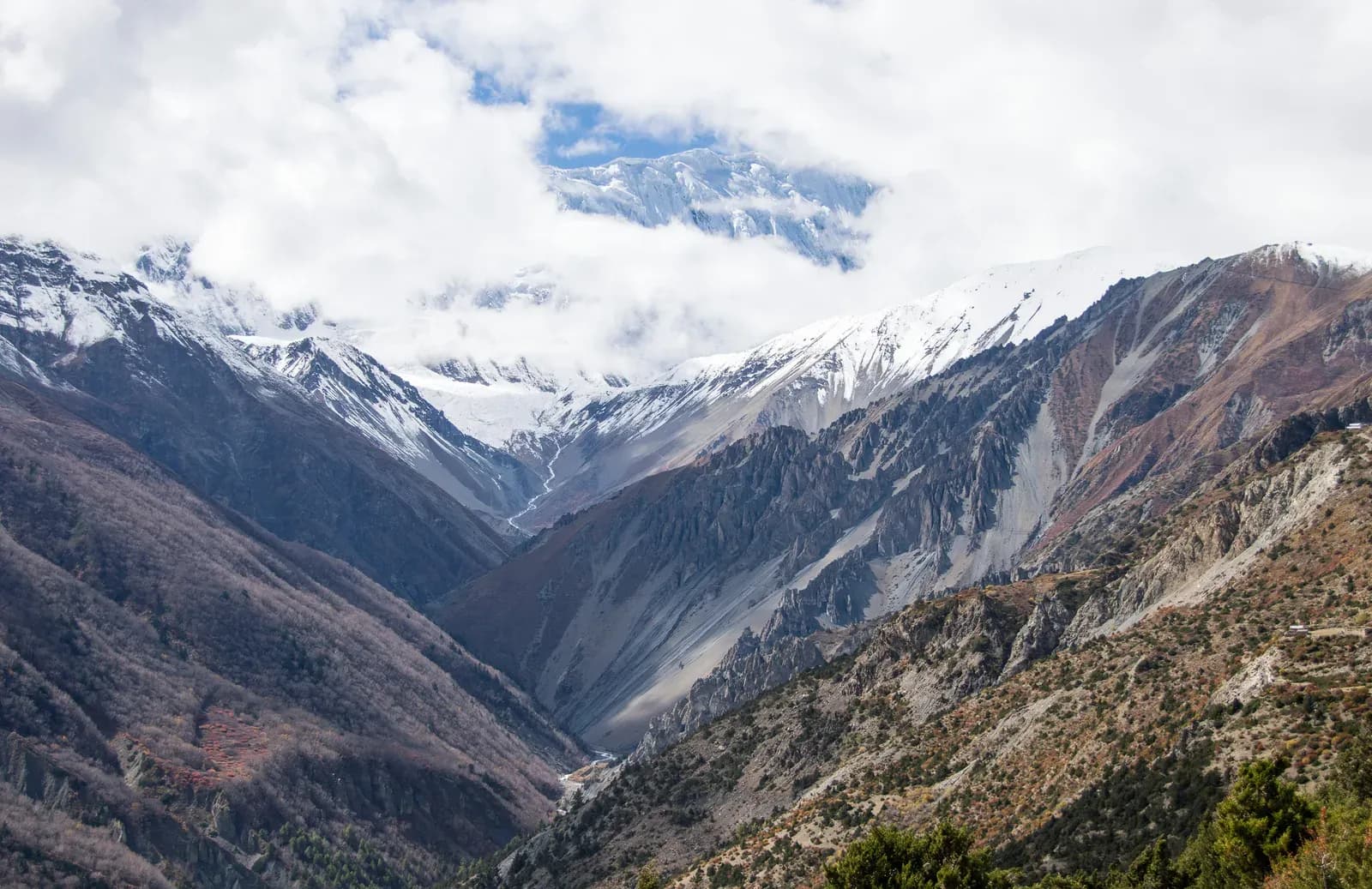 Path to Tilicho near Manang to Khangsar on the Tilicho Lake trek in Nepal