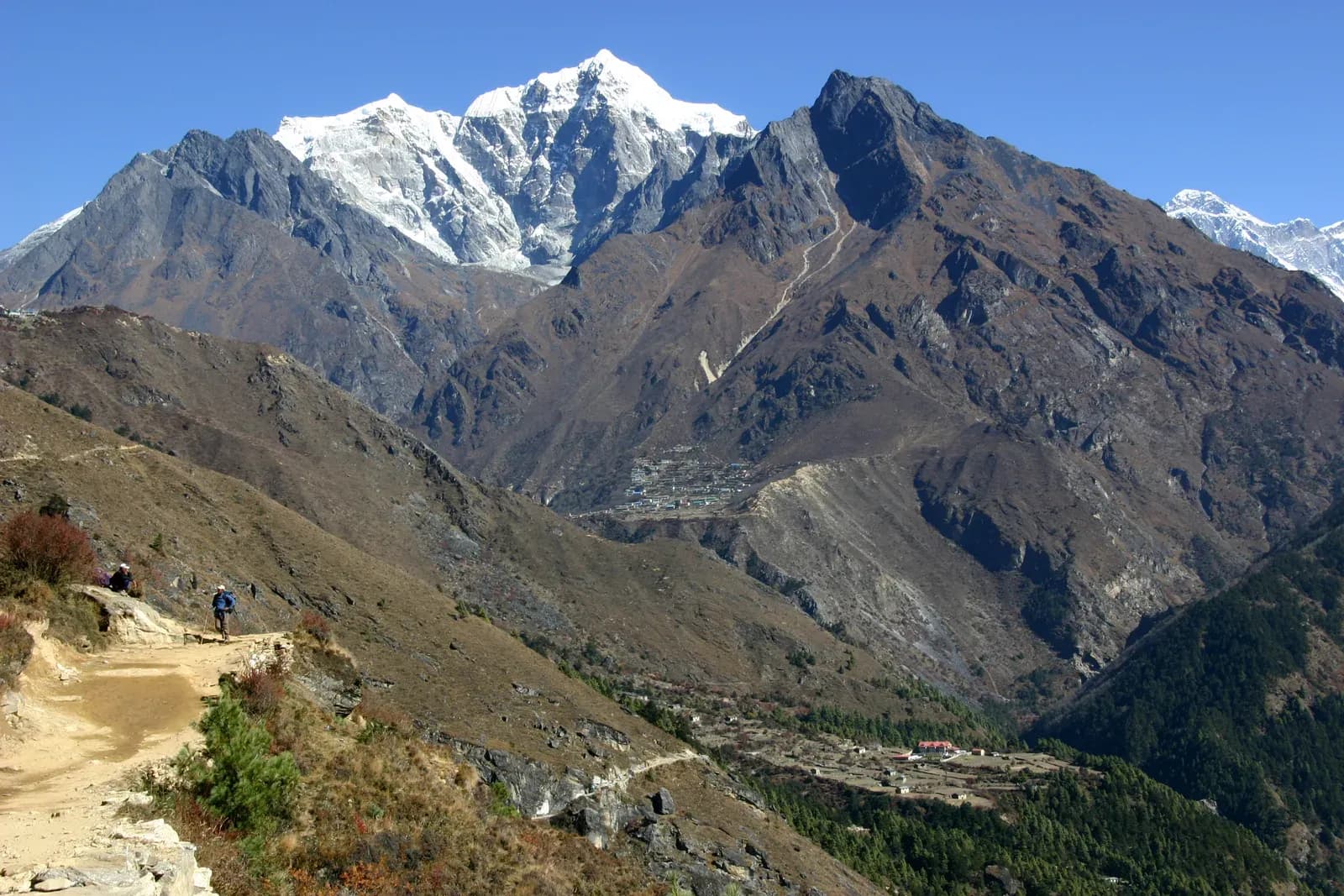Return trail from Gokyo toward Namche Bazaar via Phortse.