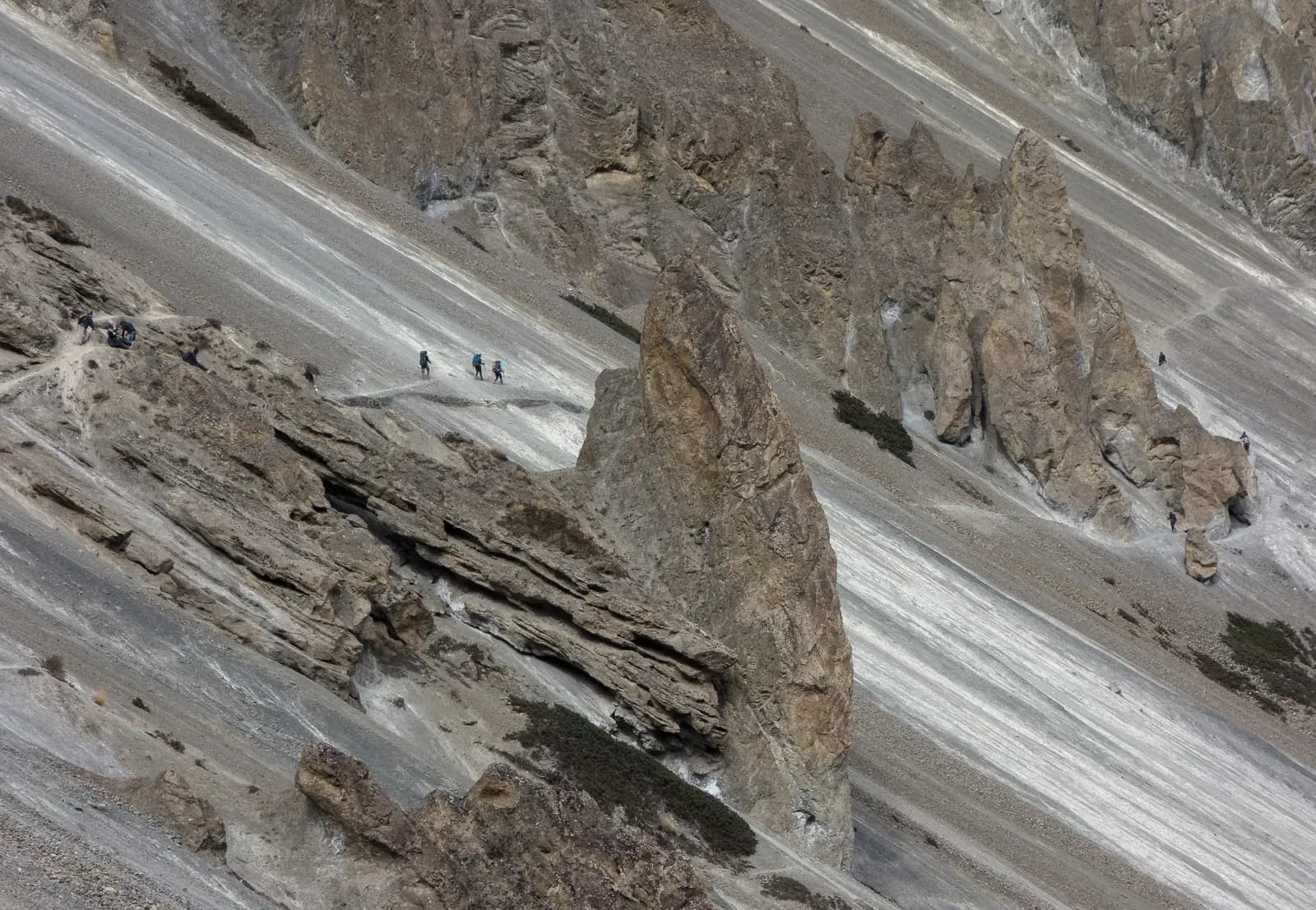 Landslide area on Lower Path to Tilicho near Khangsar to Tilicho Base Camp, landslide approach on the Tilicho Lake trek in Nepal