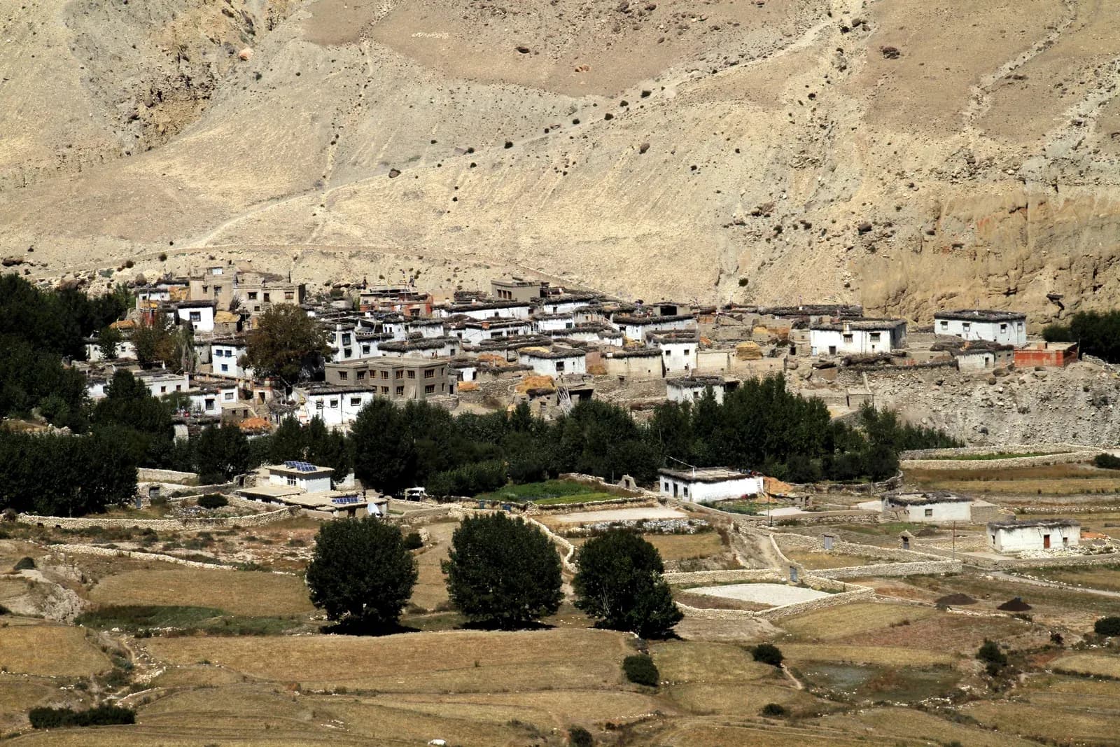 Ghami and Charang villages in the dry landscape of Upper Mustang.
