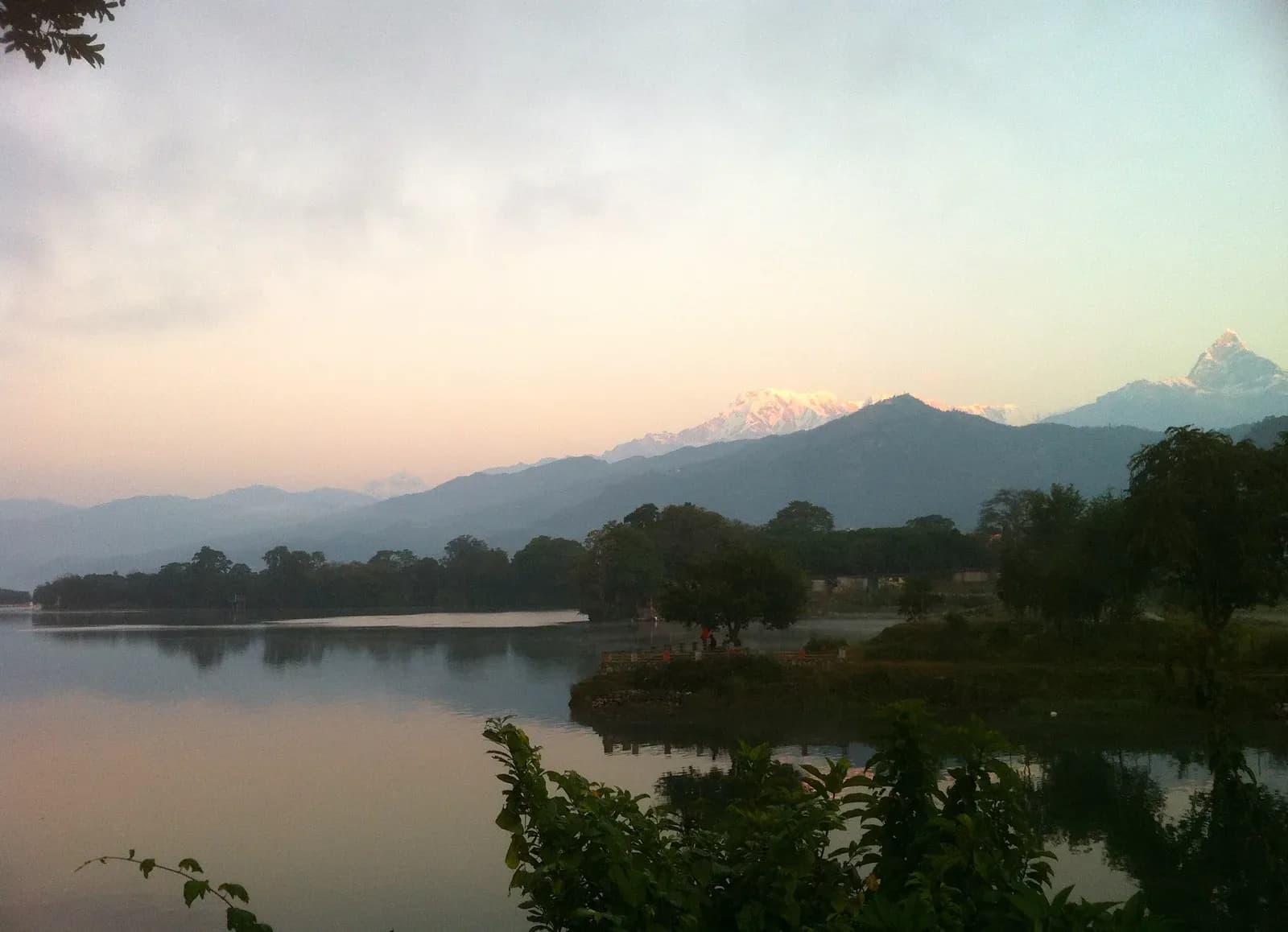Phewa Lake and the Annapurna skyline in Pokhara, where the Dhorpatan trek begins