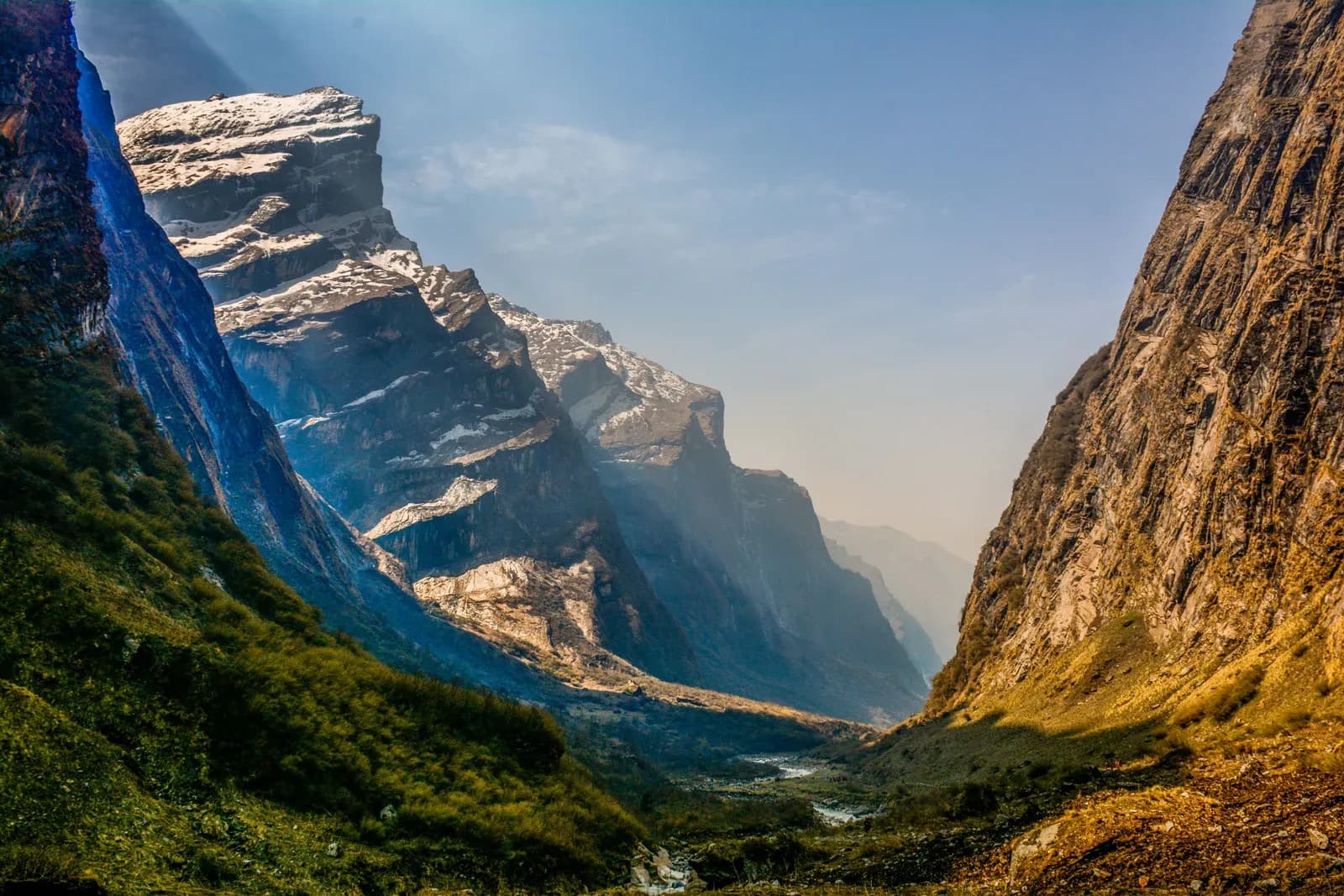 View from Deurali toward Machhapuchhre Base Camp on the Annapurna Base Camp trek.