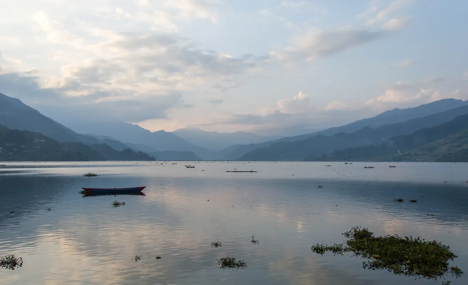 Evening on Phewa Lake in Pokhara before the return to Kathmandu