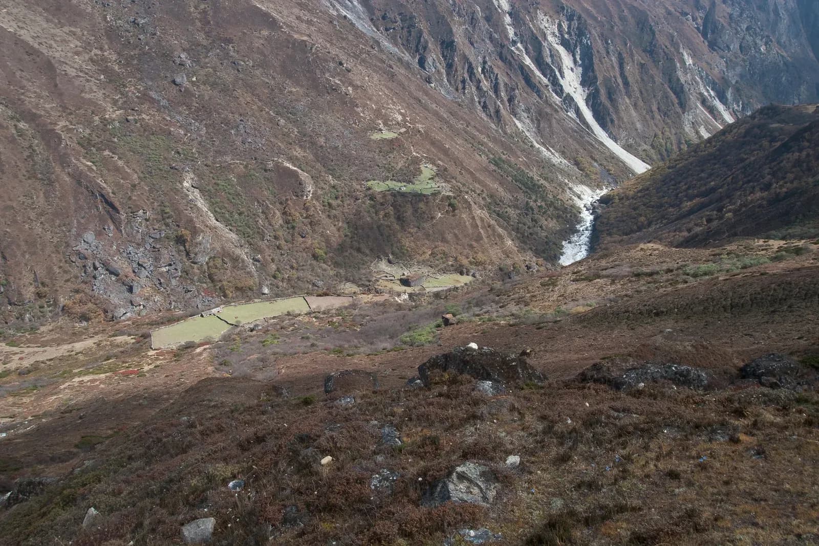 Machhermo village and yak pasture on the Gokyo Lakes trek.