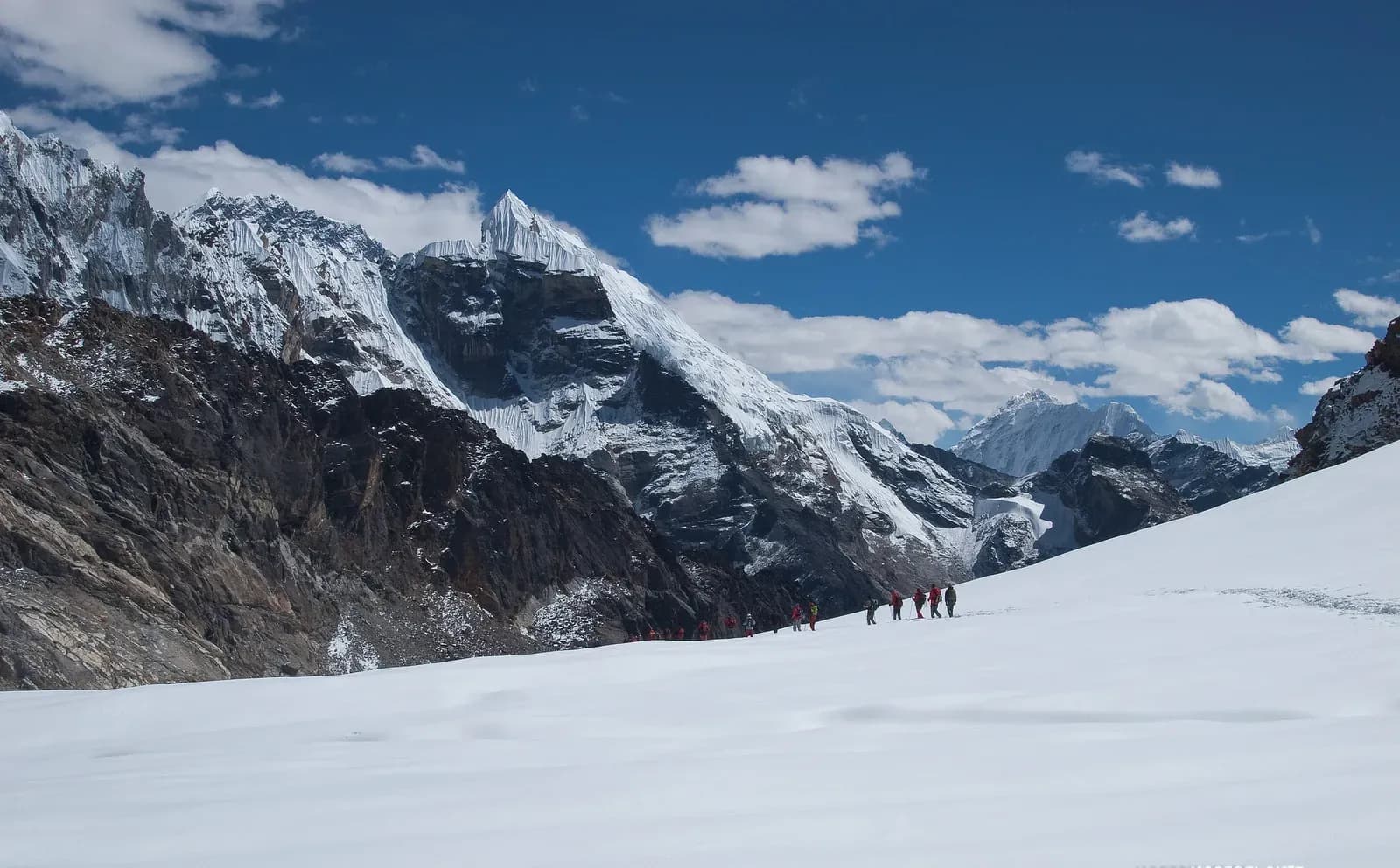 Cho La pass crossing between Everest Base Camp and Gokyo in Nepal.